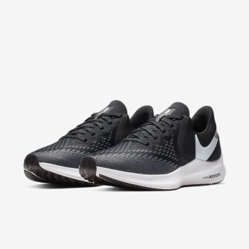 Nike Air Zoom Winflo 6 - Női Futócipő - Fekete/Sötét Szürke/Metal Platina/Fehér